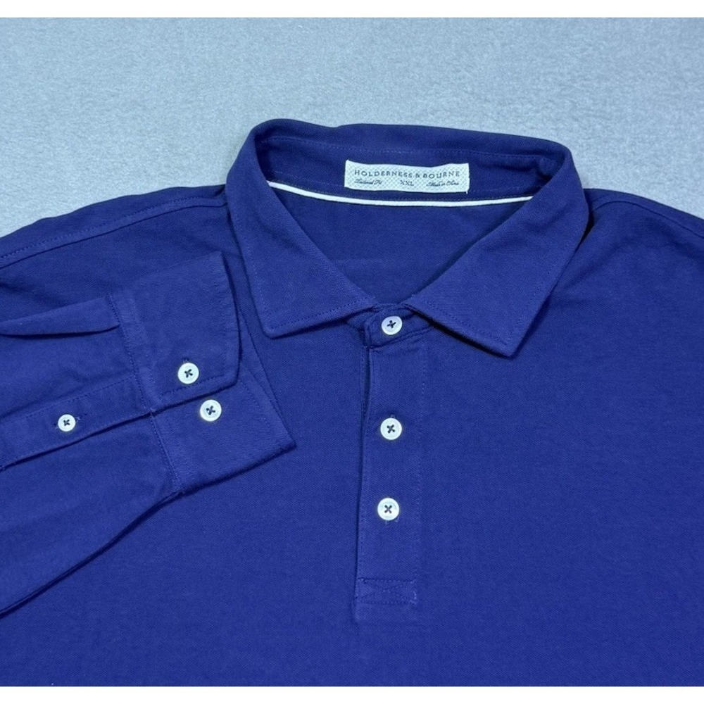 Holderness&Bourne Polo Shirt Mens XXL The Johnston Shirt Tailored Fit Navy Golf